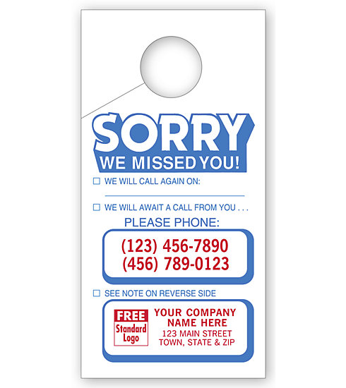 Door Hangers "Sorry we Missed You"