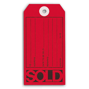 Red Sold Tags, Fluorescent