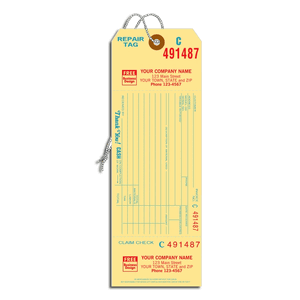 Repair Tags with Detachable Claim Check