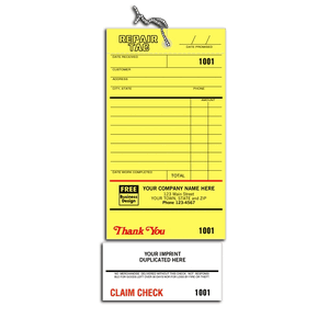 Repair Tags & Invoice With Claim Check