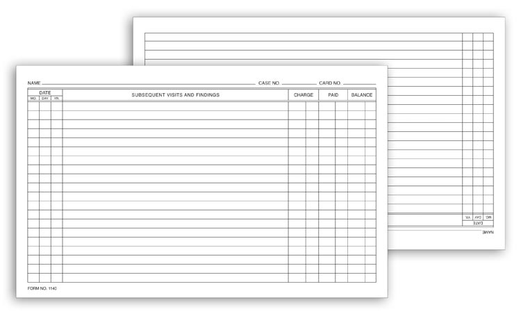 1140, Continuation Exam Records, Card Style, with Account Re