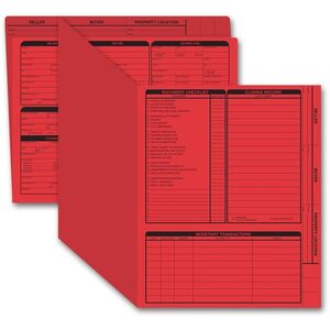 Red real estate listing folders