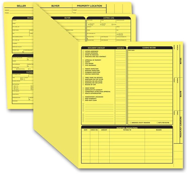 Yellow real estate folders