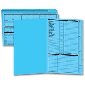 Blue legal size real estate listing folders