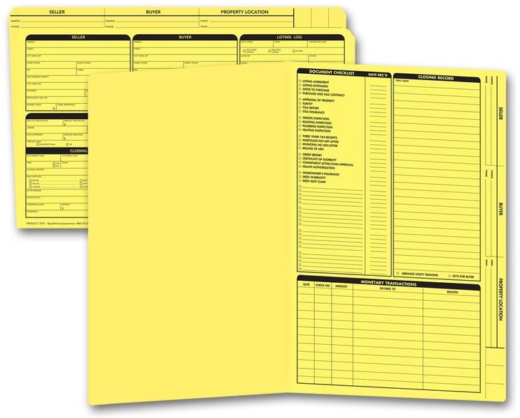 Yellow real estate listing folders