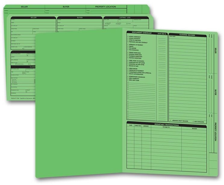 Green real estate listing folders