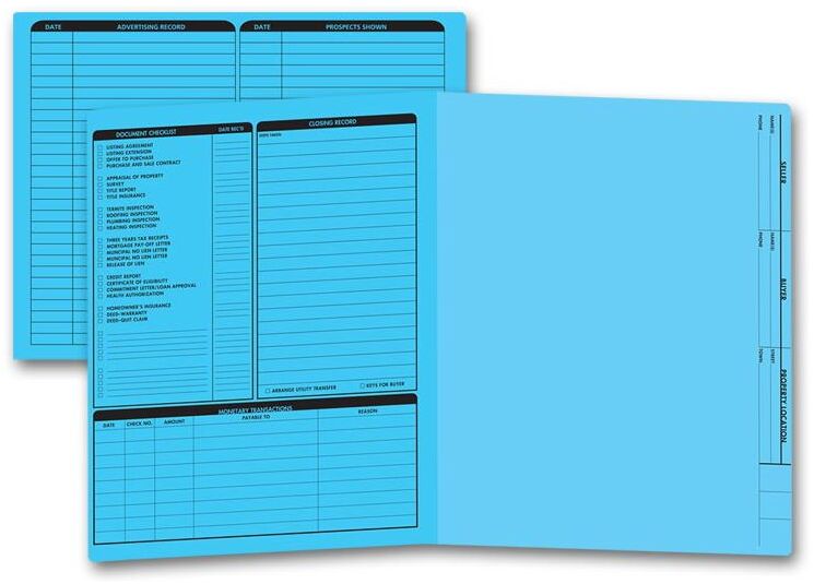 Blue real estate folders