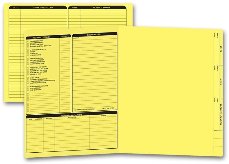 Yellow real estate folders