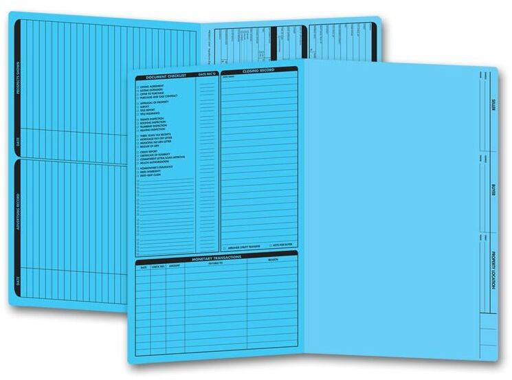 Blue real estate folders, legal size