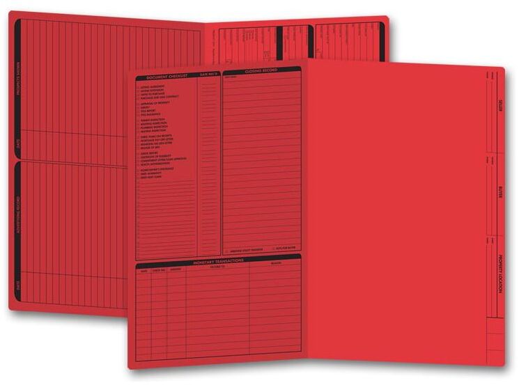 Red real estate folders, legal size