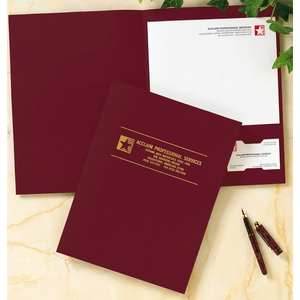 Linen Pocket Folders - Burgundy