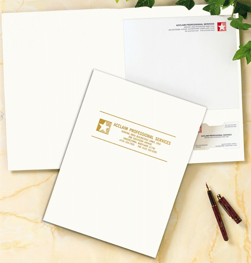 Linen Presentation Folders - White