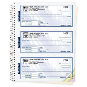 Custom Receipts - Colored- Spiral Bound