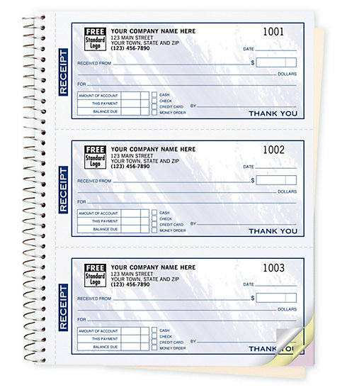 Custom Receipts - Colored- Spiral Bound