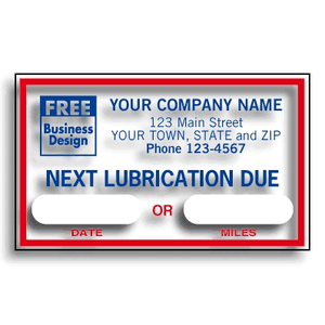 1690B - Static Cling / Windshield Labels: Next Lubrication Due