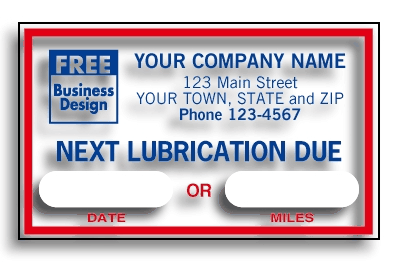 1690B - Static Cling / Windshield Labels: Next Lubrication Due