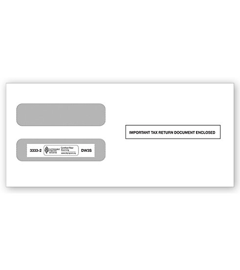 W-2 Tax Envelopes - Double-Window Envelope, Horizontal, 3-Up