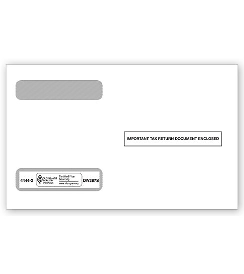 W-2 Tax Envelopes - Double-Window - Horizontal Format, 4-Up