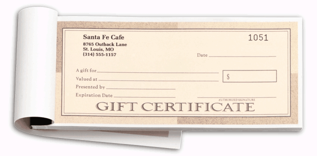 Santa Fe Custome Gift Certificate Book