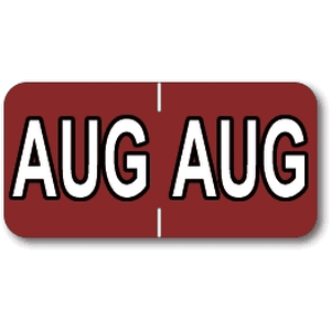 Sycom® Compatible End-Tab Month-Aging Labels - August