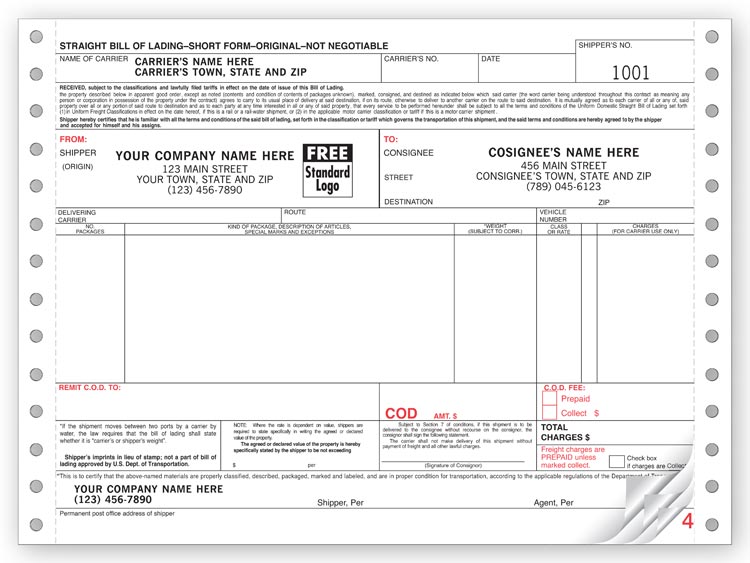 13862 - Continuous Horizontal Bills of Lading