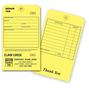 Repair Tags with Claim Check 