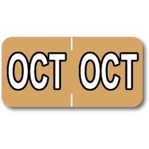 Sycom® Compatible End-Tab Month-Aging Labels - October