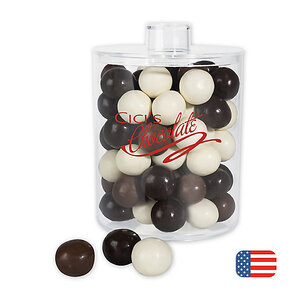 Holiday Gifts- Acrylic Jar with Chocolate Malt Balls