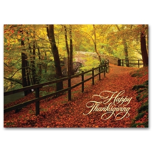 H59845, Personalized Thanksgiving Cards - Leaf Strewn Lane