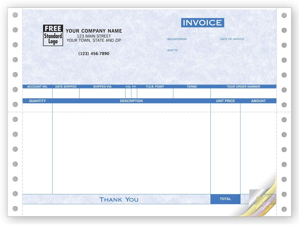 General Continuous Invoice - Parchment, 4-Part