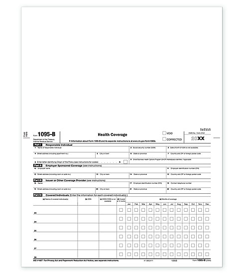 Laser 1095B ACA Health Coverage