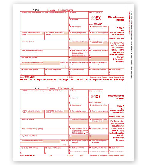 Laser 1099-MISC Tax Forms - Federal Copy A