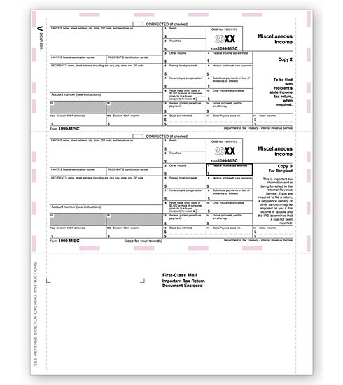 Laser 1099-MISC Tax Forms - Pressure Seal