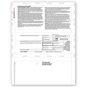 Laser 1099-INT Tax Forms - Recipient Copy B, Pressure Seal