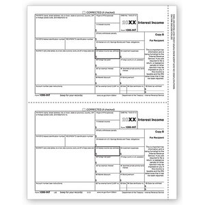 Laser 1099-INT Tax Forms - Recipient Copy B