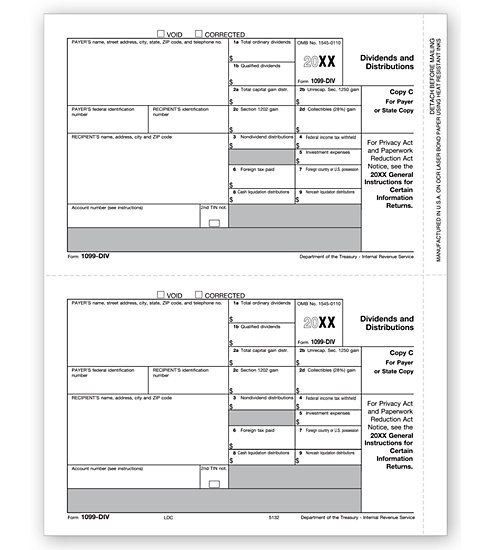 Laser 1099-DIV Tax Forms - State Copy C