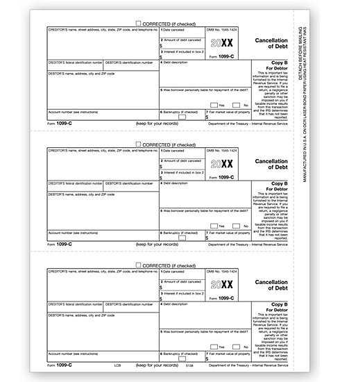 Laser 1099-C Tax Forms - Copy B