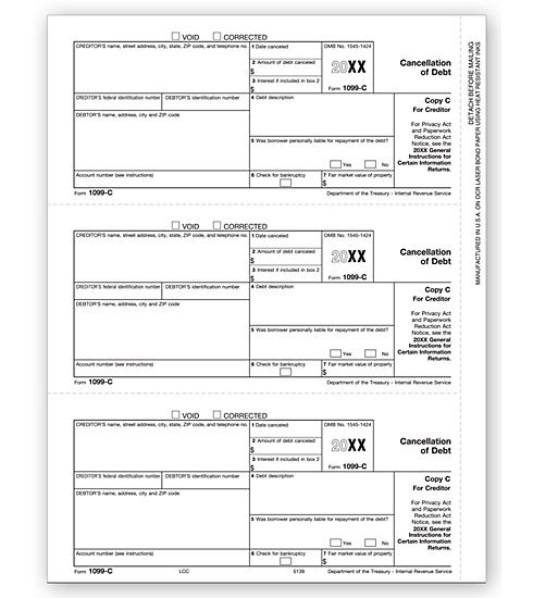 Laser 1099-C Tax Forms - Copy C