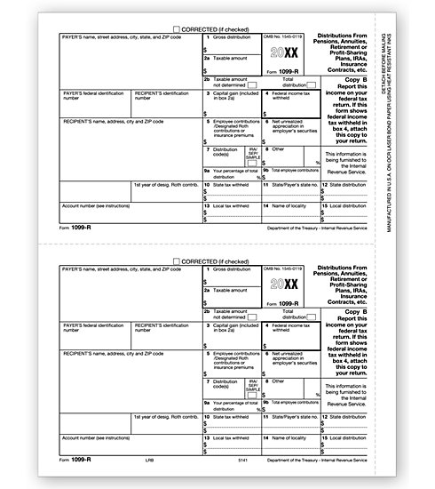 Laser 1099-R Tax Forms - Recipient Copy B