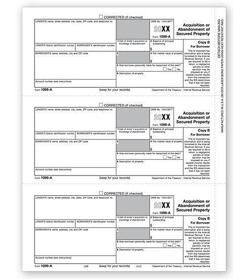 Laser 1099-A Tax Forms - Borrower Copy B