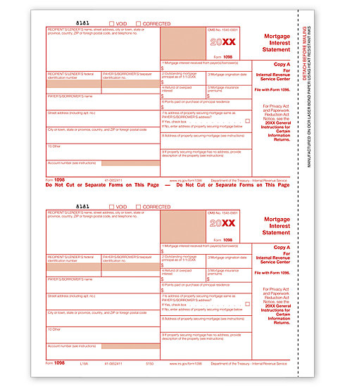 Laser 1098 Tax Forms - Federal Copy A