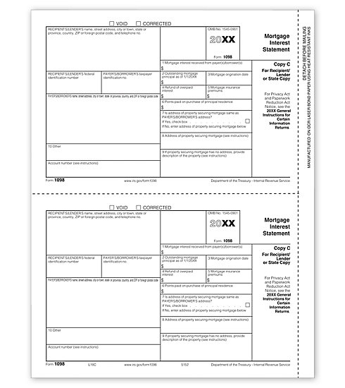 Laser 1098 Tax Forms - Lender or State Copy C