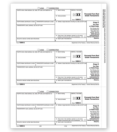 Laser 1099-S Tax Forms - State Copy C