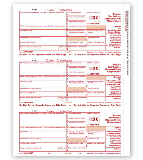 Laser 1099-PATR Tax Forms - Federal Copy A