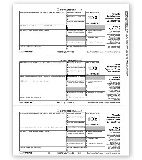 Laser 1099-PATR Tax Forms - Recipient Copy B