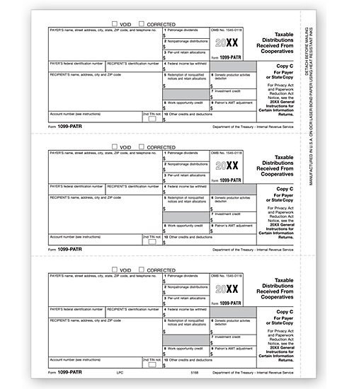 Laser 1099-PATR Tax Forms - Payer or State Copy C