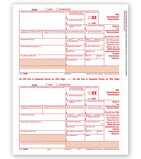 Laser 5498 Tax Forms - Federal Copy A