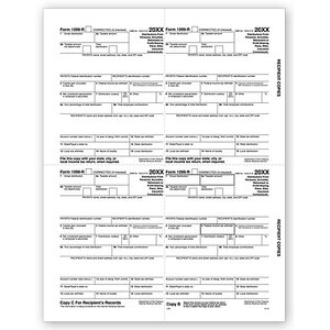 Laser 1099-R 4-Up Tax Forms - Recipient Copy B, C, 2