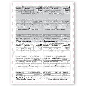 Laser 1099-R 4-Up Tax Forms - Pressure Seal