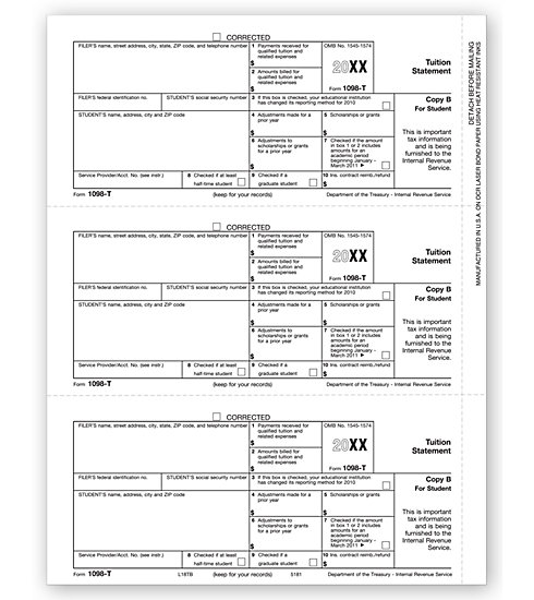 Laser 1098-T Form - Student Copy B, Tuition Statement